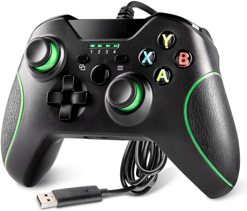 Wired Controller Compatible with Xbox One, USB Gamepad Controller with Dual Vibration, Headset Jack and Trigger Buttons for Xbox One/Xbox One S/Xbox One X/PC Windows 7/8/10