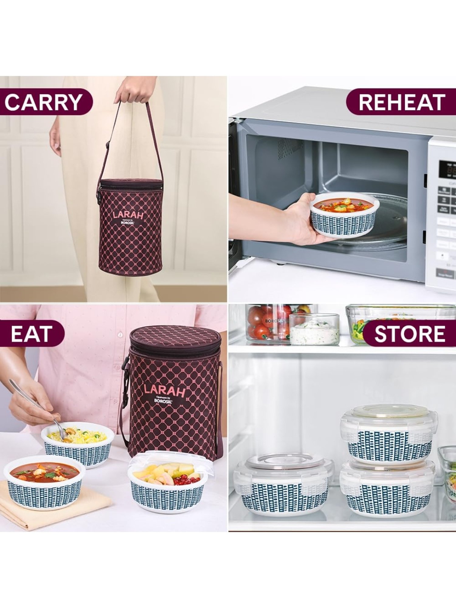 Milton Red Stainless Steel Small Tiffin Box - Set of 2