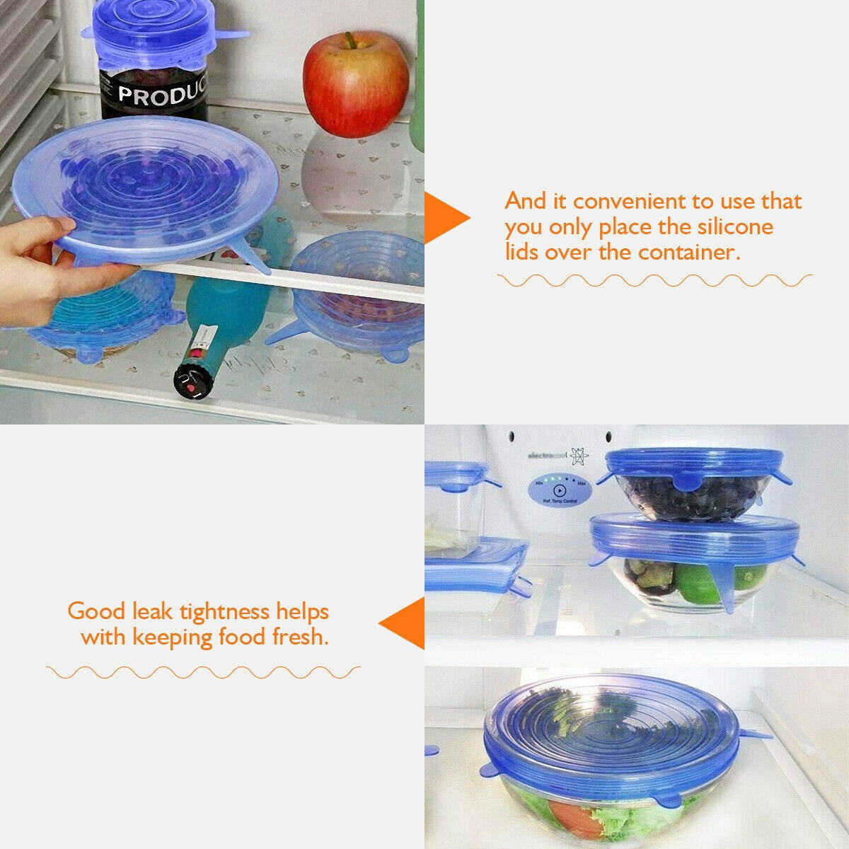 12pcs Stretch Reusable Silicone Bowl Food Storage Wraps Cover Seal Fresh Lids US