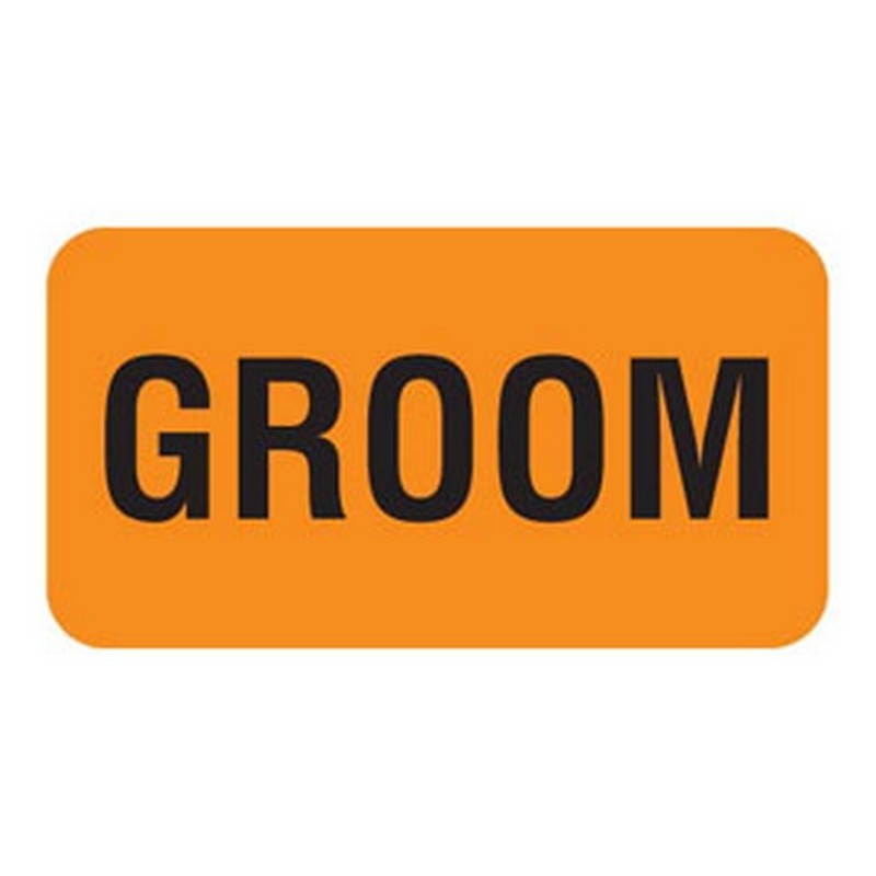Groom 1-5/8" x 7/8" Fl-Orange Label (Roll of 560)