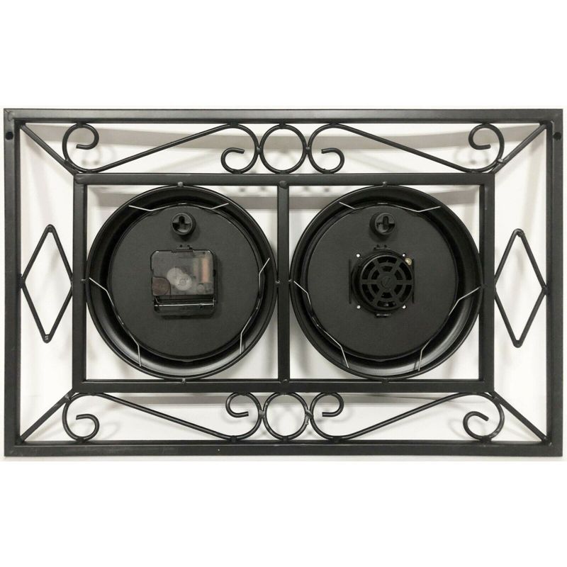 18"  Metal Outdoor / Indoor Atomic Clock with Thermometer - Weathered Black Finish - Acurite