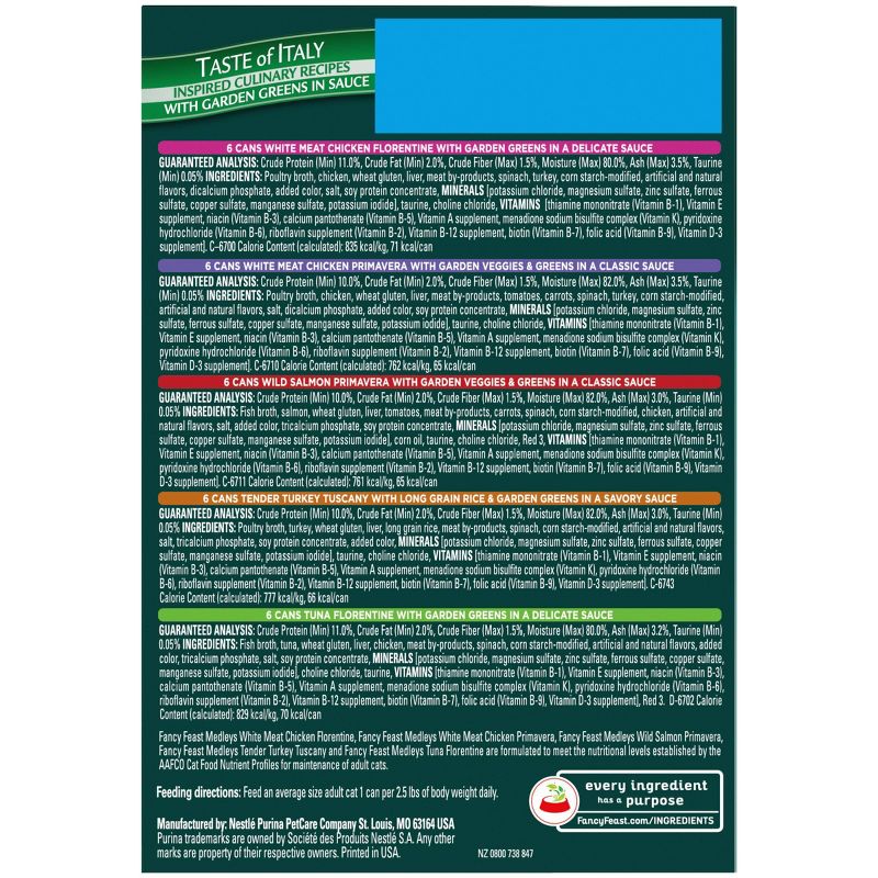 Fancy Feast Medleys Taste of Italy Collection in Sauce Gourmet Wet Cat Food - 3oz/30ct Variety Pack