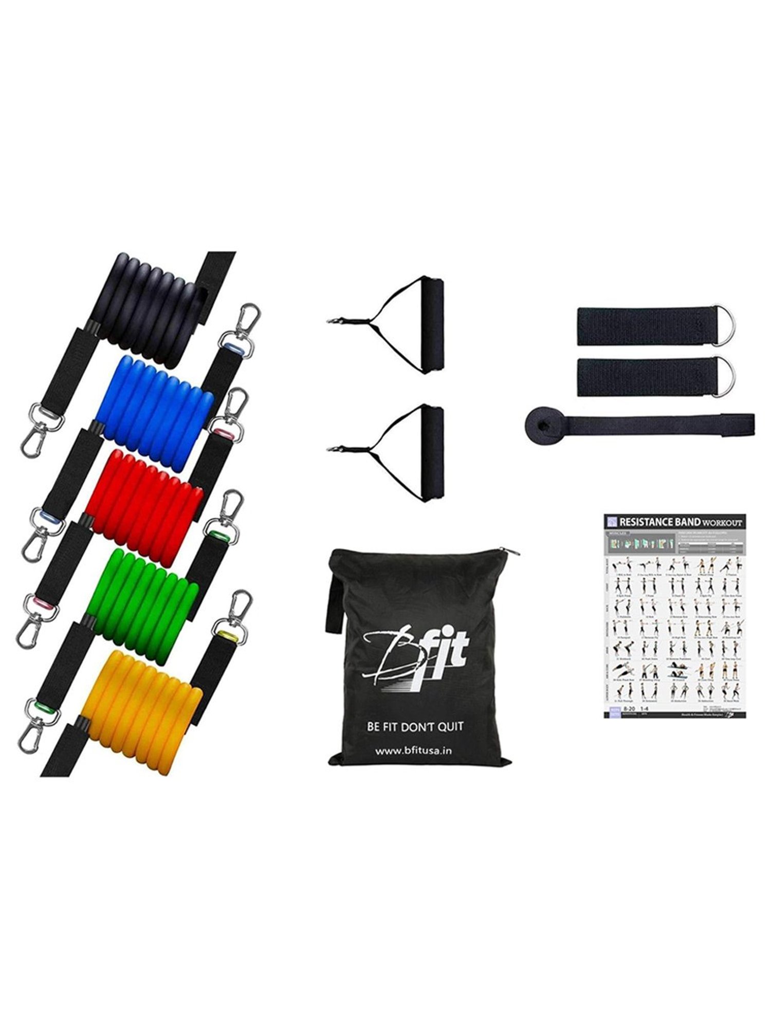 B Fit 11 Piece Resistance Bands Set (Multicolor)