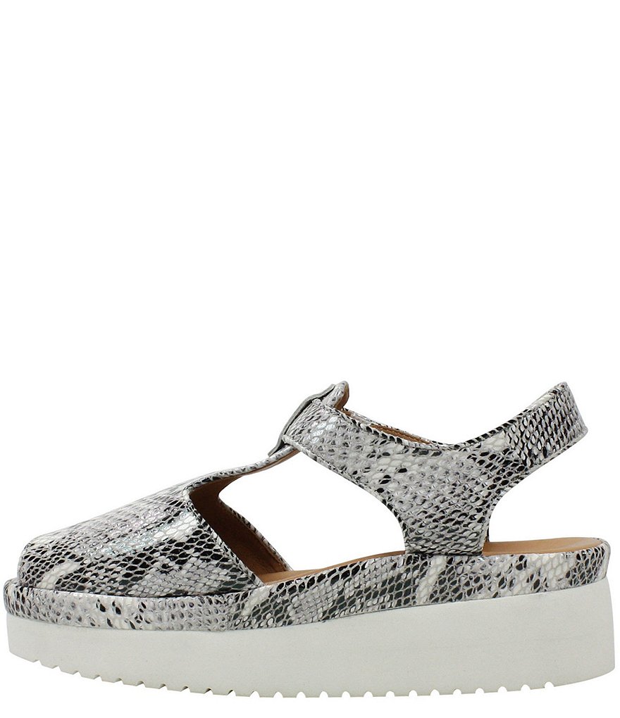 L'Amour Des Pieds Almika Snake Print T-Strap Flatform Sandals