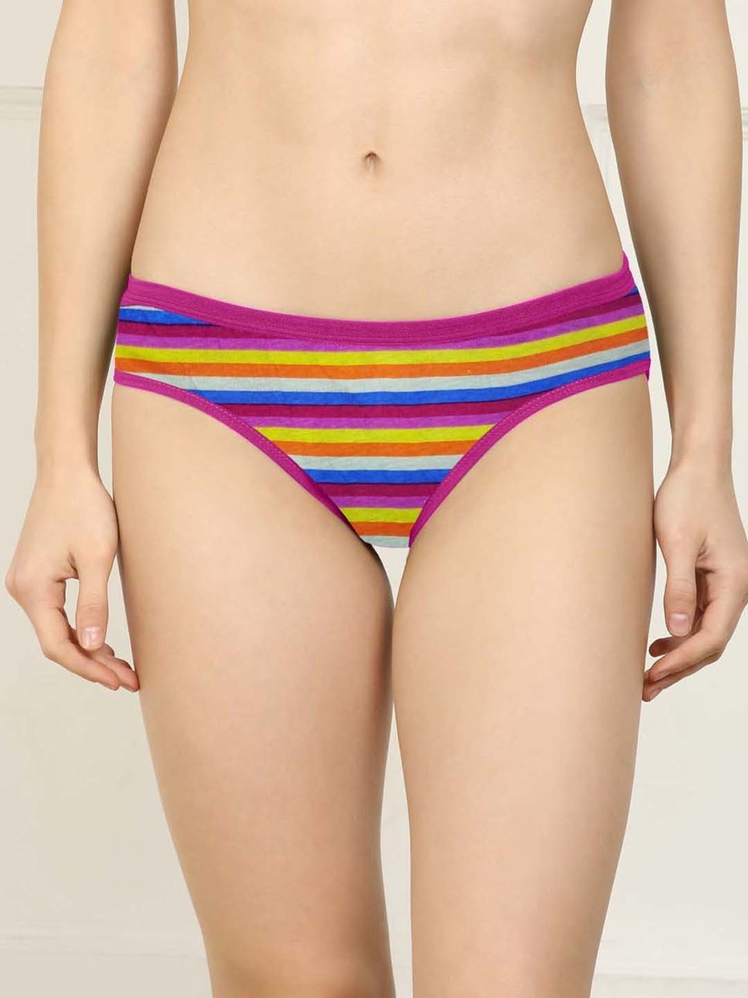 AROUSY Pink & Red Printed Bikini Panties - Pack Of 6