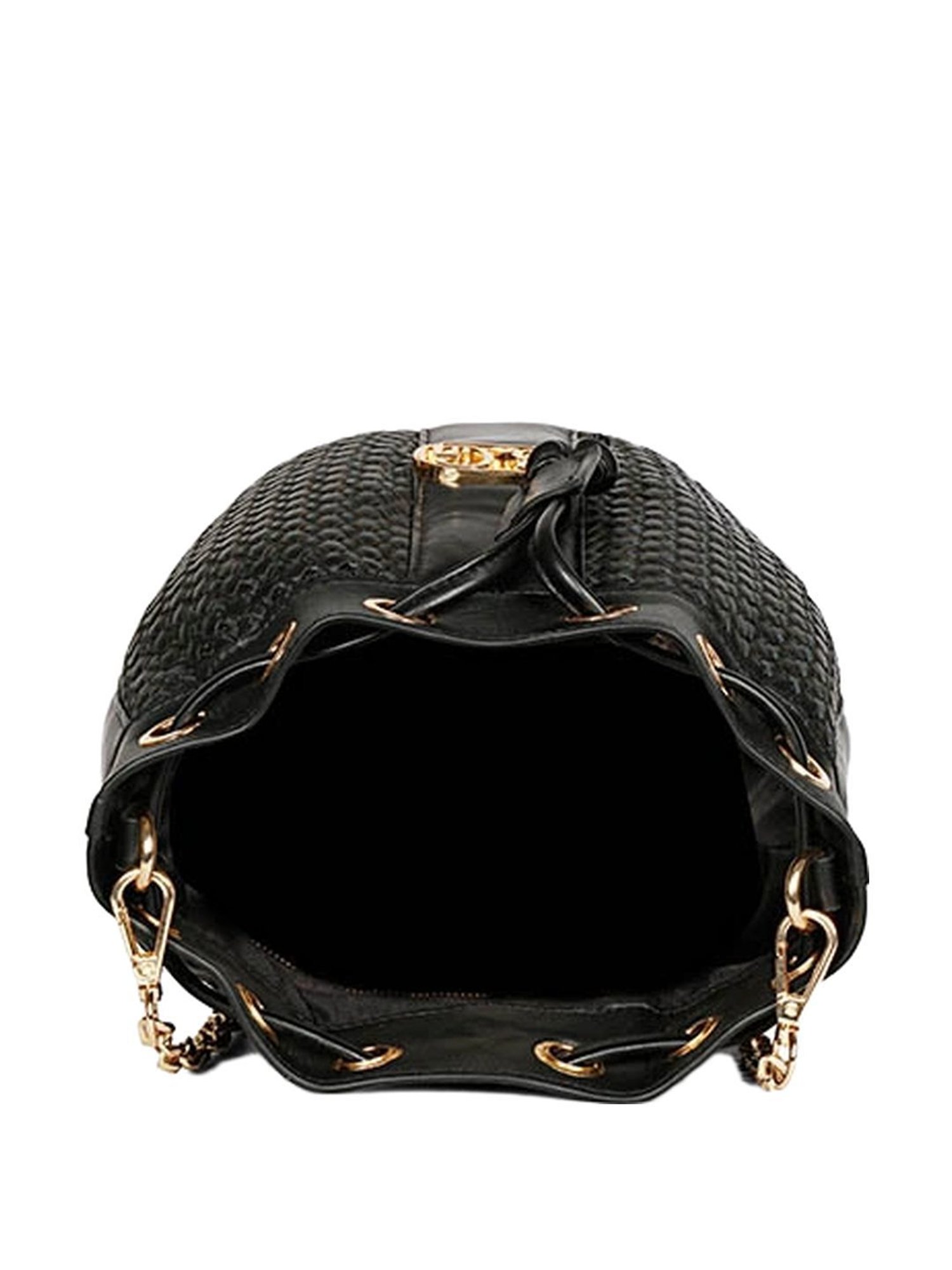 Saint G Black Textured Medium Bucket Bag