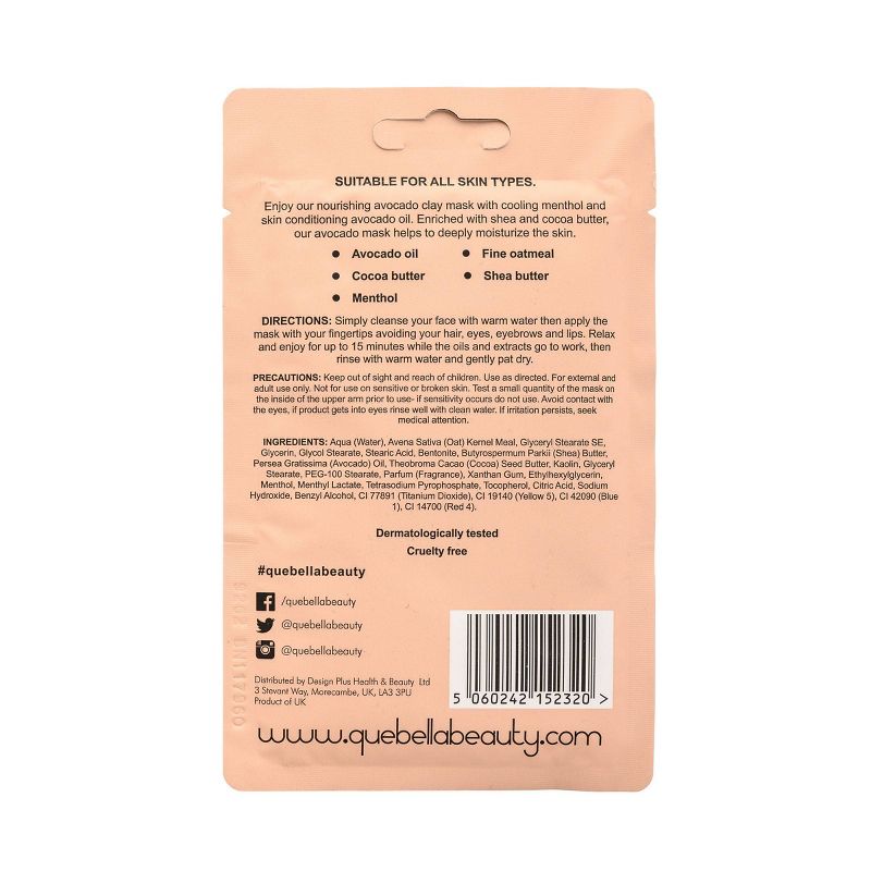 Que Bella Cooling Avocado Clay Mask Facial Treatment - 0.5oz