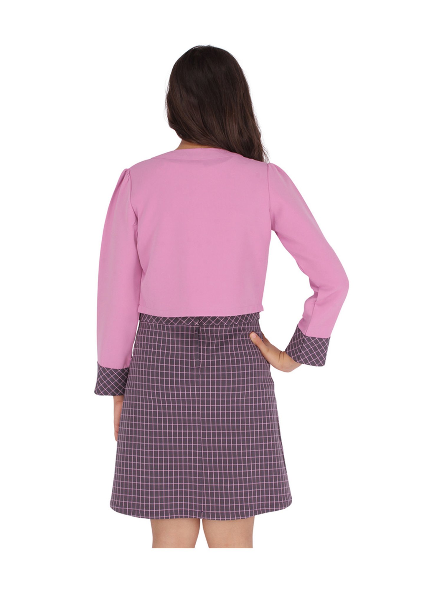 Cutecumber Kids Mauve Chequered Dress Set