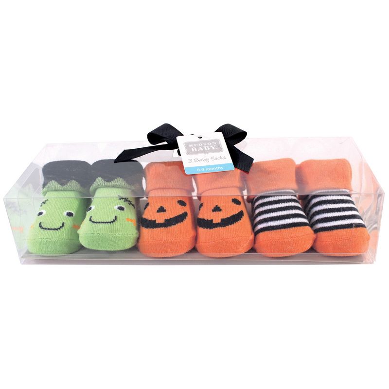 Hudson Baby Infant Boy Socks Boxed Giftset, Pumpkin Monster, One Size