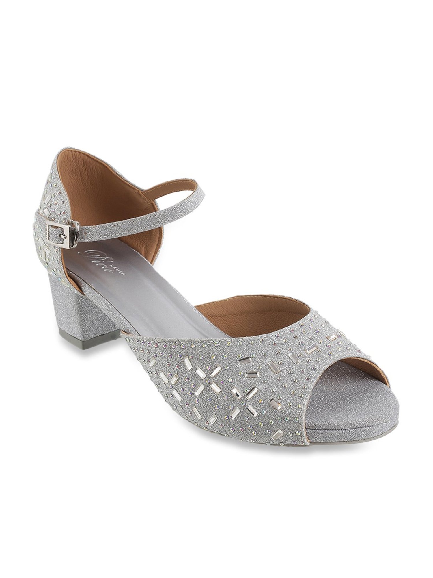 Mochi Women's Silver Ankle Strap Sandals