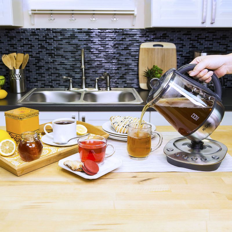 Mr. Coffee 1.2 Liter Easy 3 Step Custom Gourmet At Home Hot Tea Maker and Kettle for Tea Bags/Leaves, White