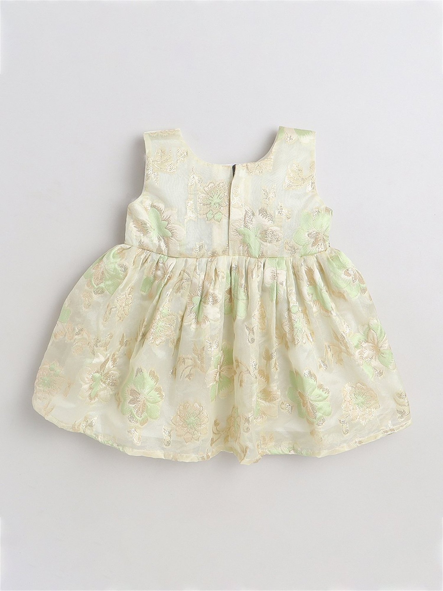 Many Frocks Kids Green Embellished Dress