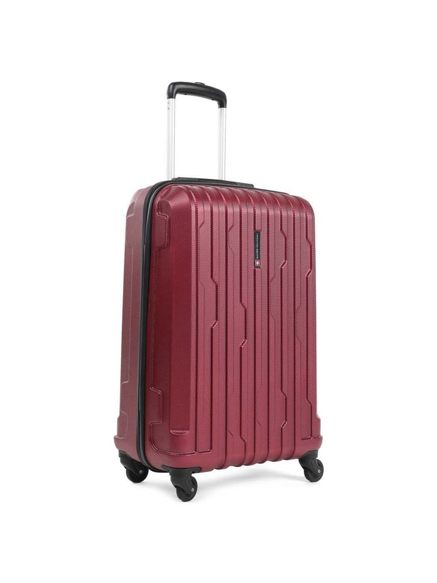 Swiss Military Crystal Red Striped Hard Large Trolley Bag - 55 cm