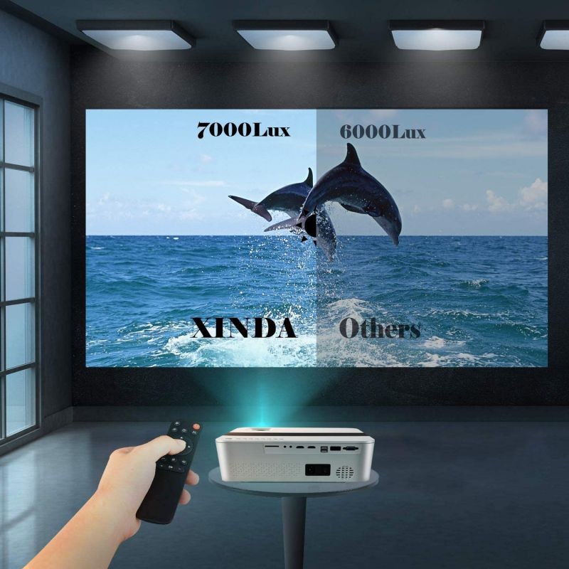 Projector for Outdoor Movies 7000 Lux 1080P projectors with max 400" Diagonal,Support 4K Dolby and Zoom,Business & Home & Outdoor Projector Compatible with TV Stick,HDMI,VGA,USB, Smartphone,PC,Xbox