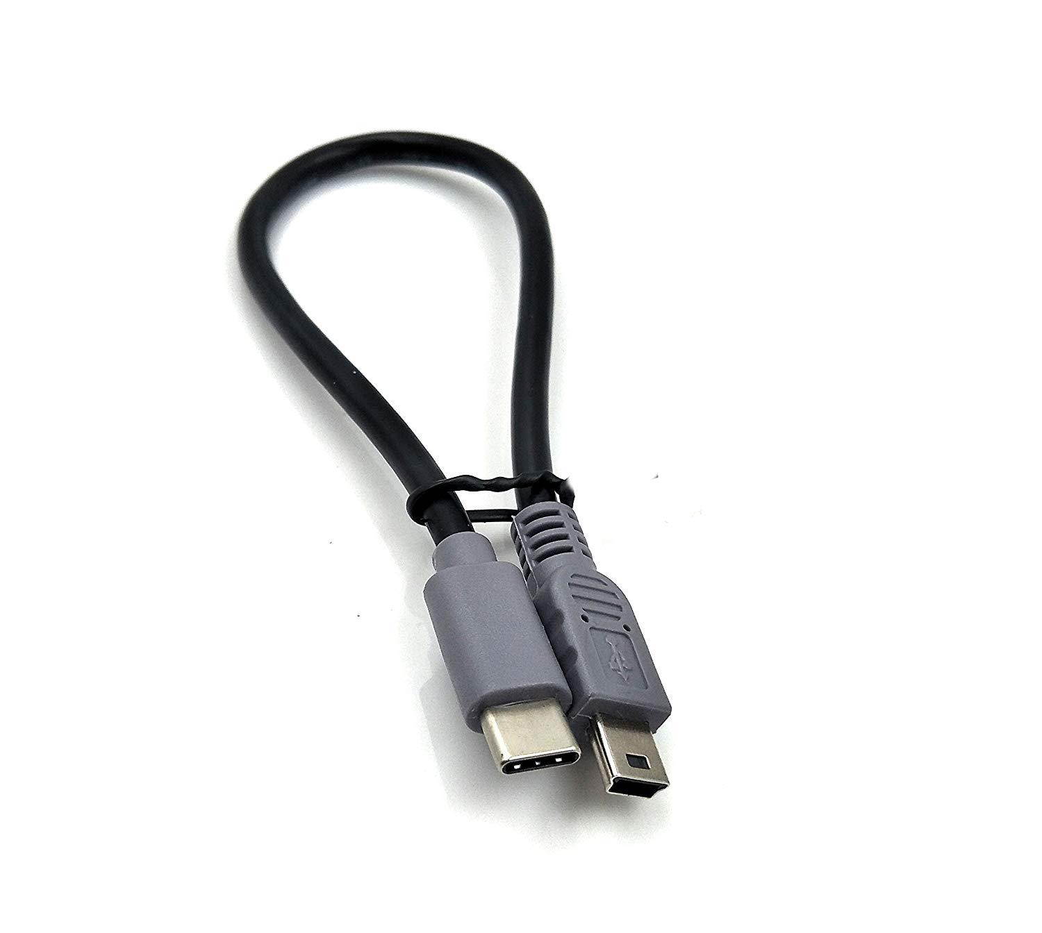 Duttek Type C (USB C) Male to Mini USB 5-Pin Male On-the-go Data Convertor Adapter OTG Cable for Macbook, iMac Pro, Chromebook Pixel(Grey & Black) (10 inch/25 cm)