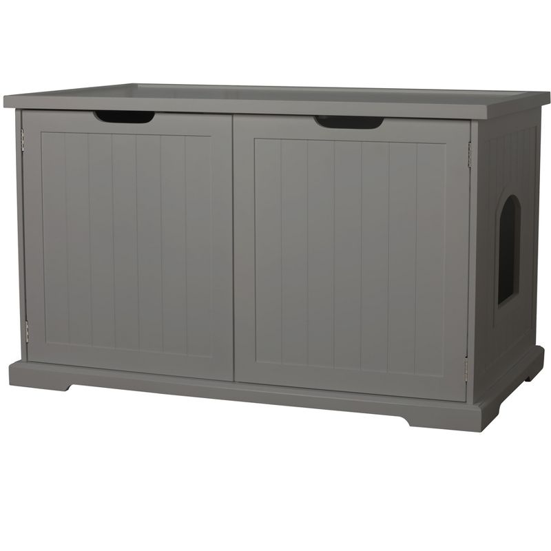 Merry PTH1031722510 Pet Cat Washroom Storage Bench Furniture with Removable Partition Wall, Gray