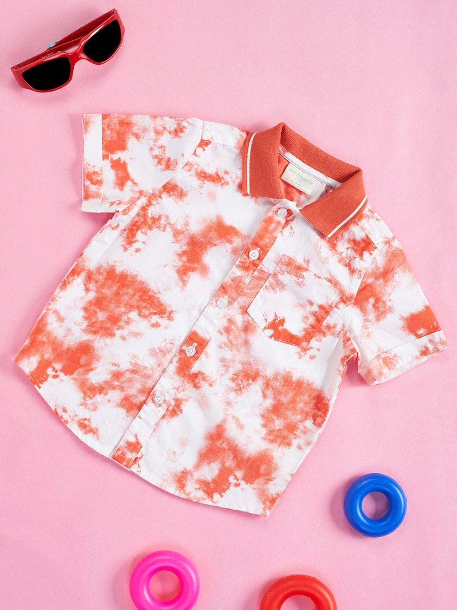 Pantaloons Baby White & Red Cotton Printed Shirt