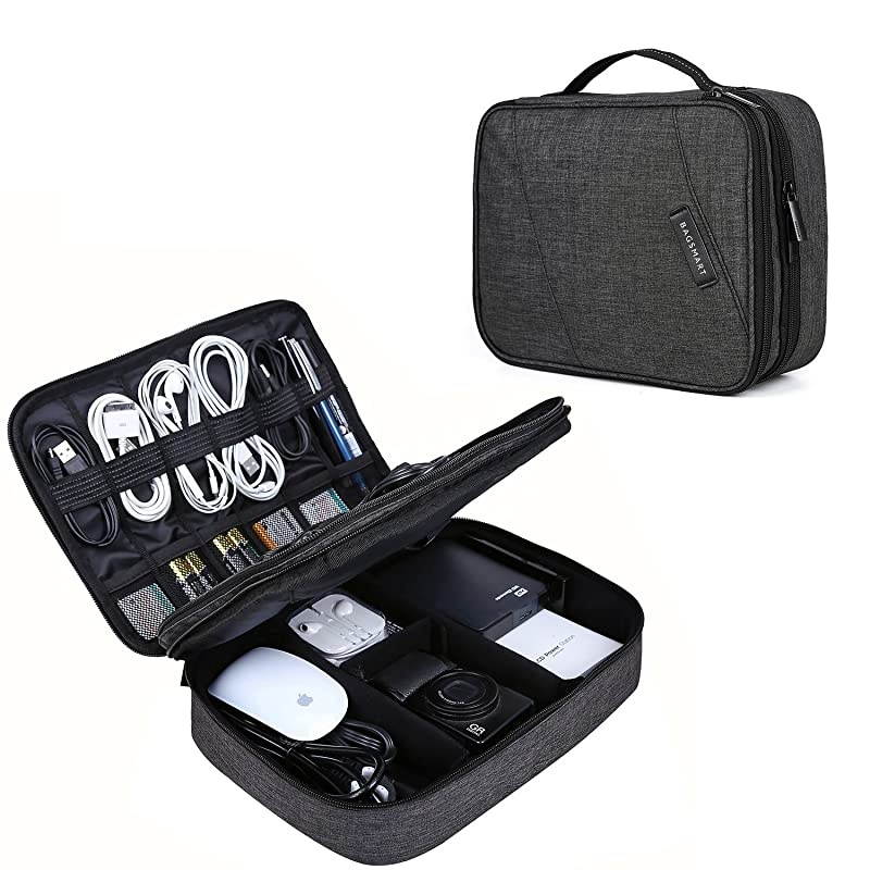 Electronic Organizer  Accessories Organizer Travel Double Layer Electronics Bag Large for 105 inch iPad Pro Adapter Cables Black