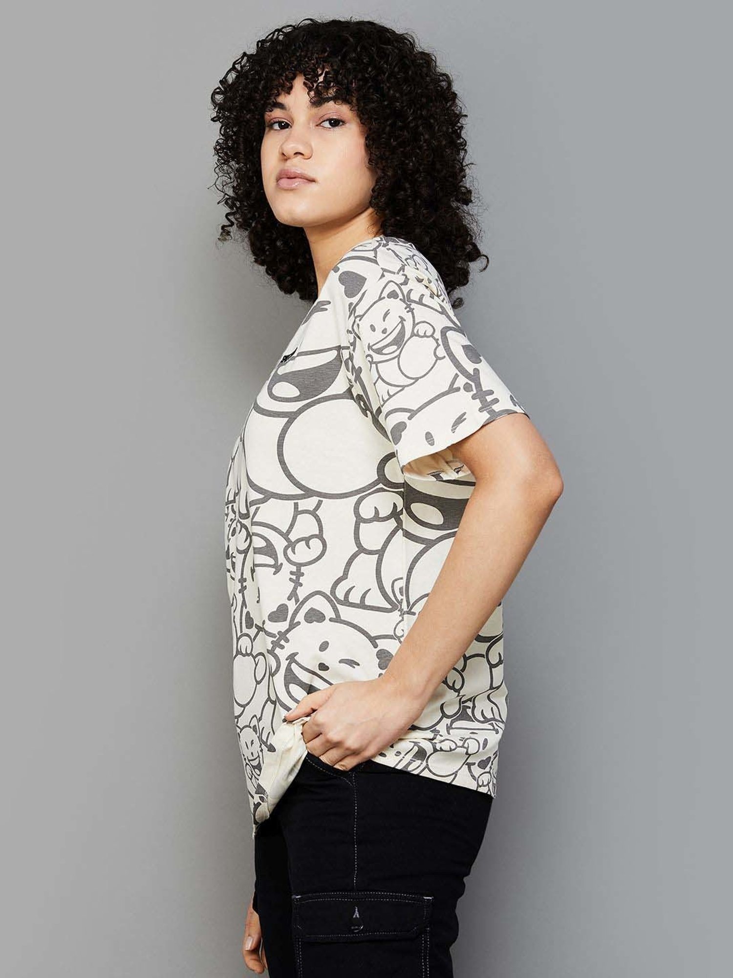 SmileyWorld Grey Cotton Printed T-Shirt