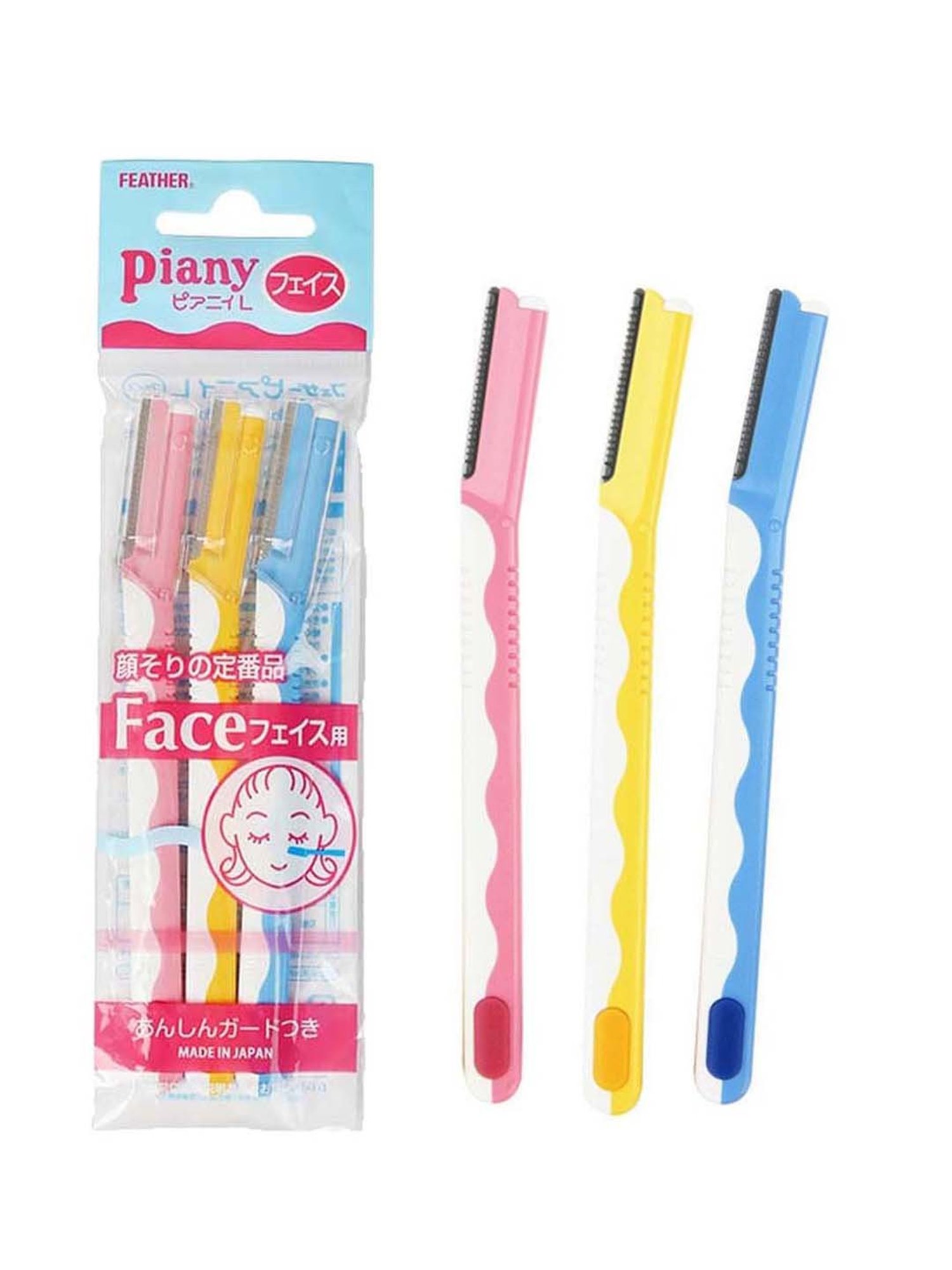 FEATHER Piany Hair Remover For Face, Nape, Beard - 3 Piece - 100 gm