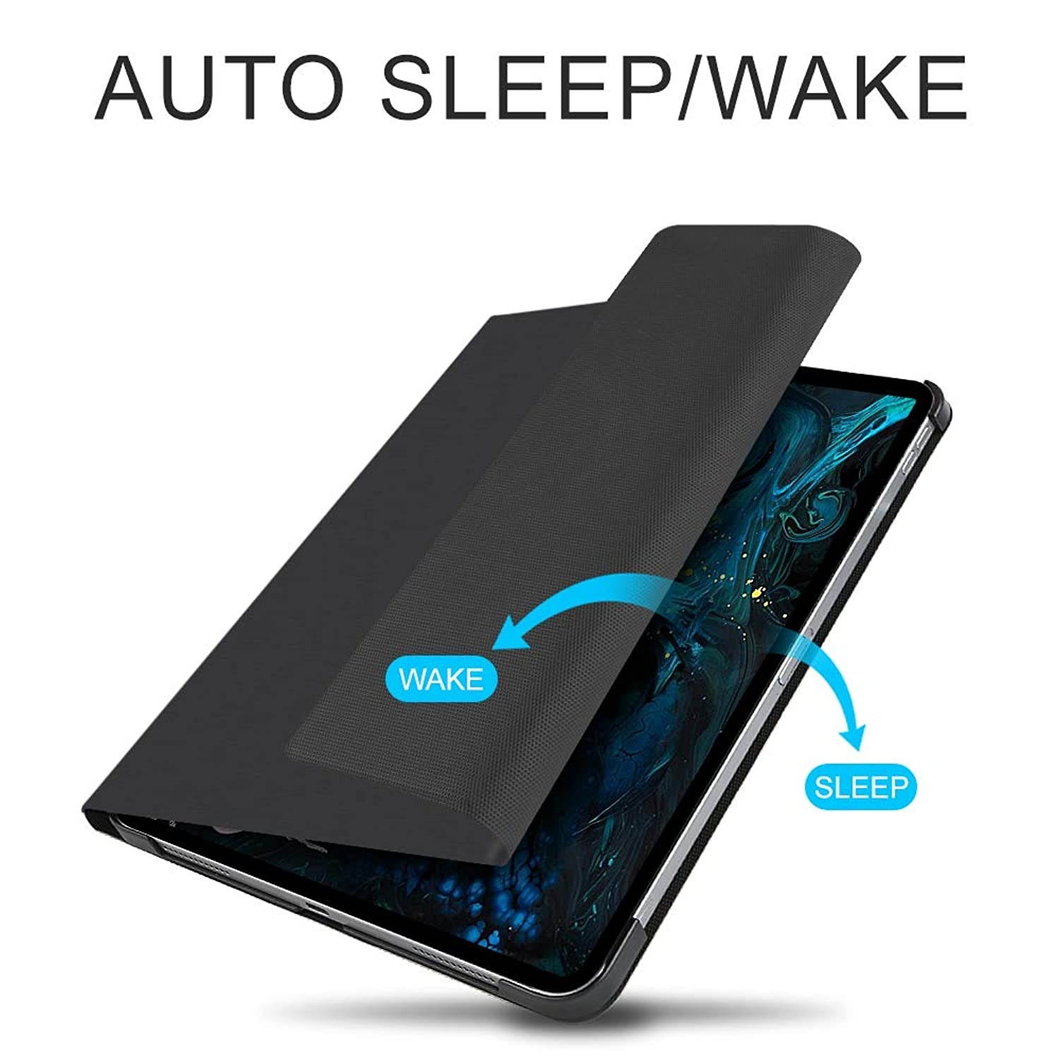 OYOSUOGG iPad Pro 11 Case with Keyboard 2018 - Lightweight - Auto Sleep/Wake - Slim Folio Smart Cover - Apple iPad Pro 11 2018 Leather Case with Magnet Detachable Wireless/BT Keyboard (Black)