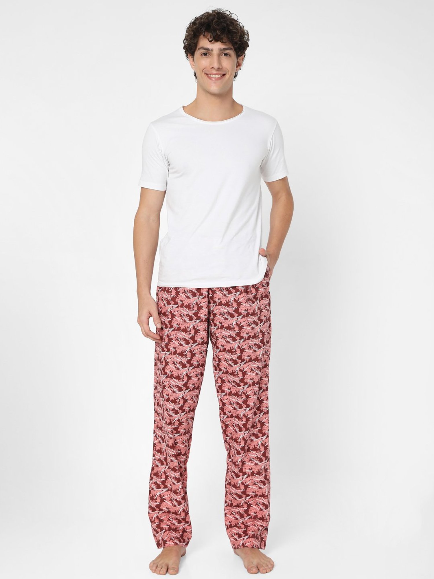 UnderJeans by Spykar Red Printed Pyjamas