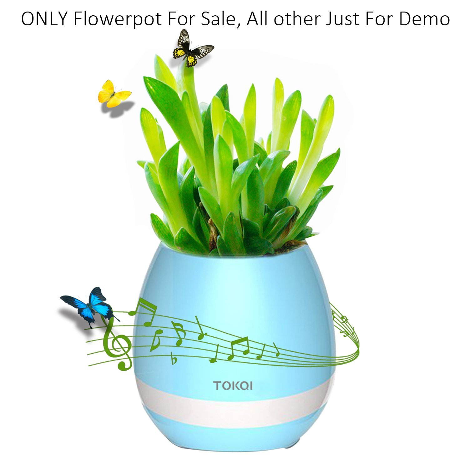 TOKQI Music Flowerpot,Luyuan Touch Plant Piano Music Playing Flowerpot Smart Multi-color LED Light Round Plant Pots Bluetooth Wireless Speaker (whitout Plants)