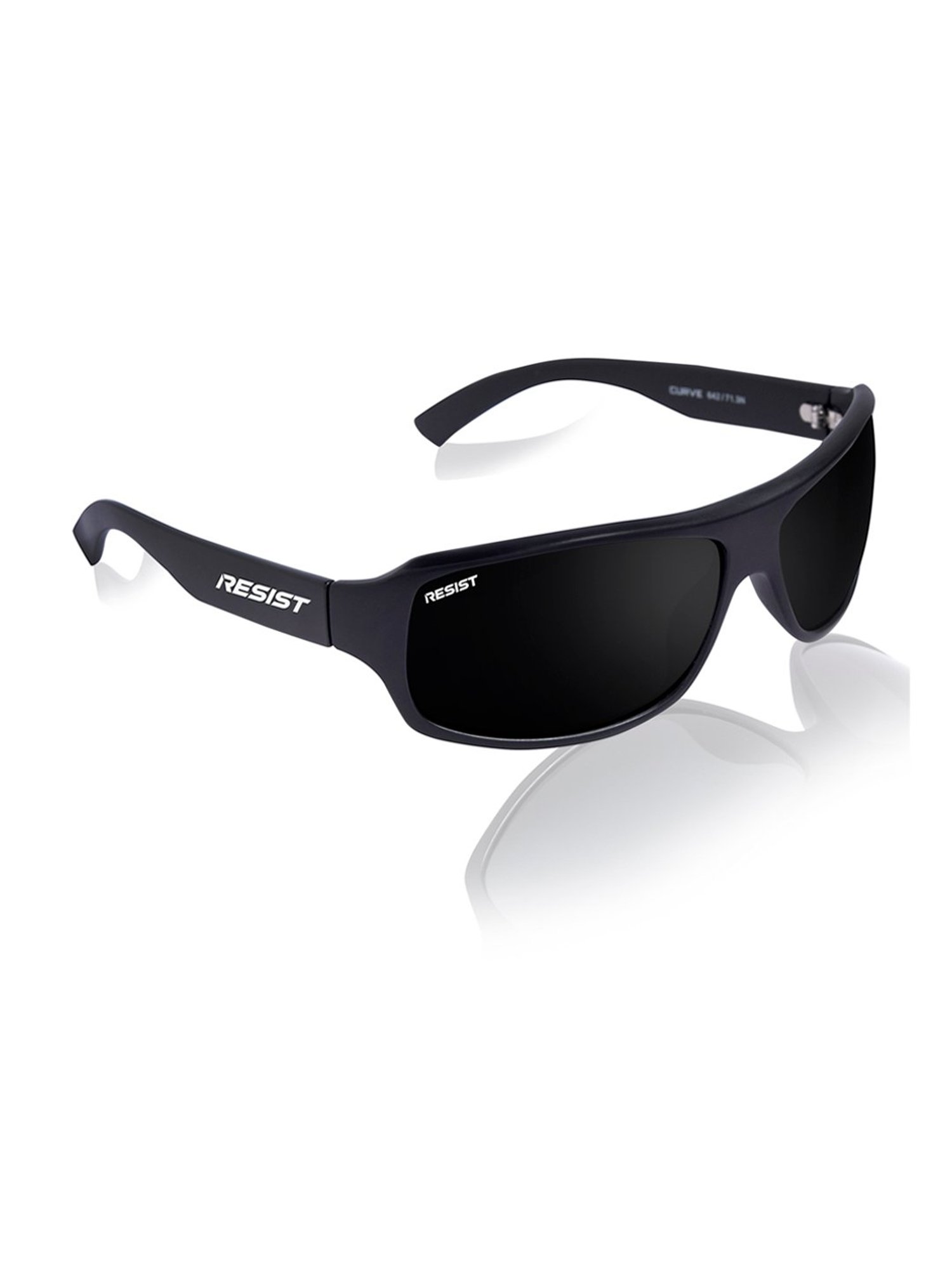 Resist Eyewear Black Wraparound UV Protection Unisex Sunglasses