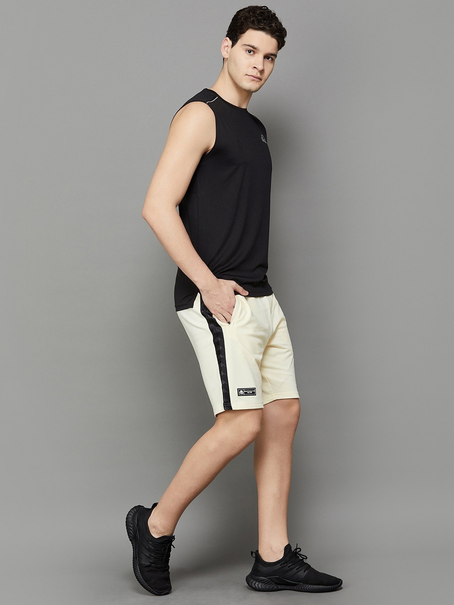 KAPPA Off White Cotton Regular Fit Shorts