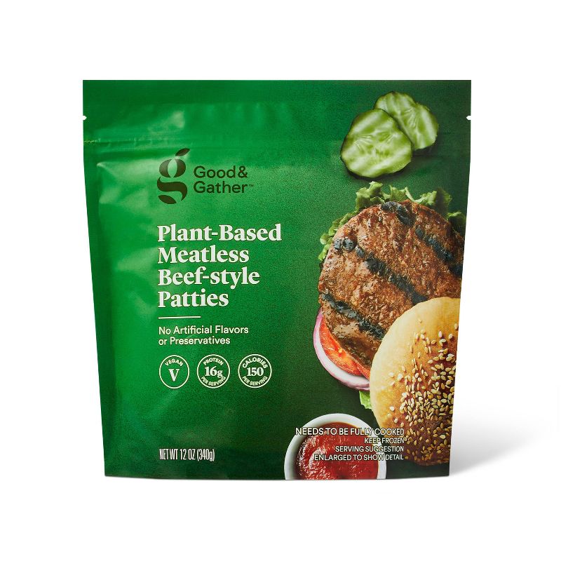 Frozen Plant Based Meatless Beef-Style Patties - 12oz - Good & Gather™