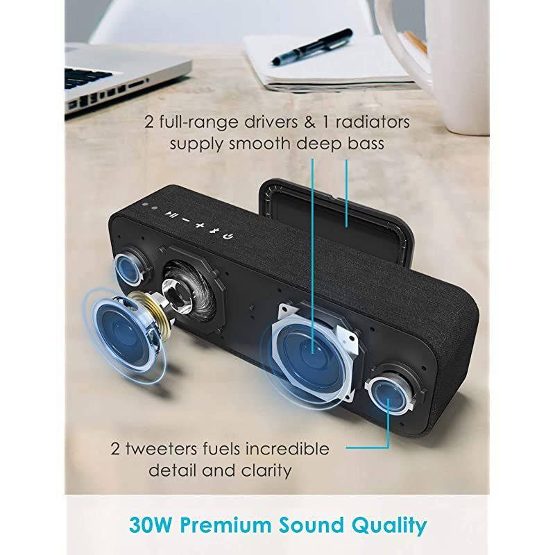 Life Bluetooth Speaker 30W Loud Home Party Wireless Bluetooth Speakers 2 Woofersamp2 Tweeters for Super Bass Stereo SoundTWS and 100Ft Bluetooth V5012Hour Playtime Subwoofer Imitation Wood