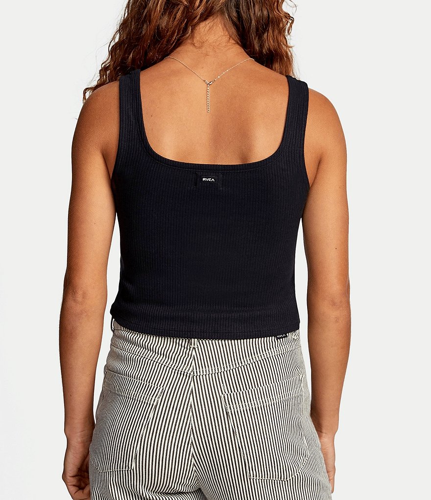 RVCA Concourse Sleeveless Cropped Rib-Knit Tank Top