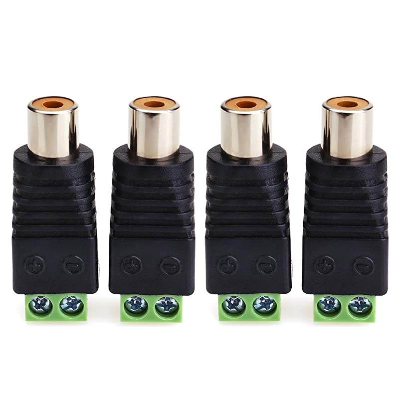 RCA Cable Audio Adapter Phono RCA Male Plug to AV Screw Terminal AudioVideo Speaker Wire connectors Solderless AdapterSolder Free RCA Female4pack