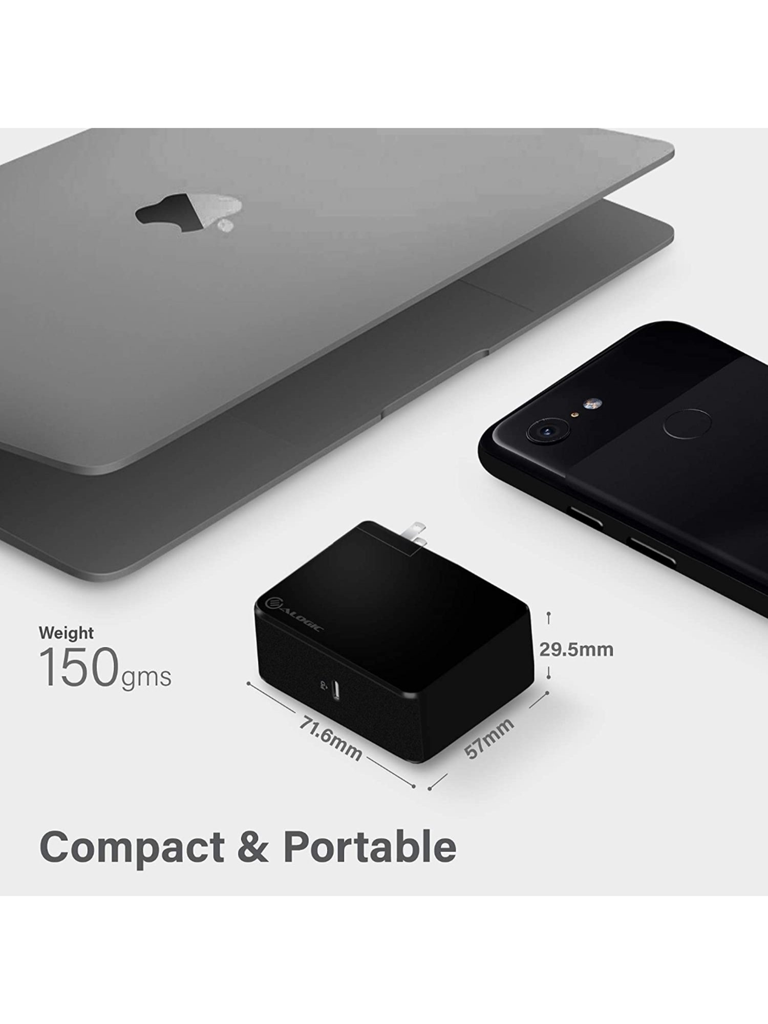 Alogic USB-C Power Adapter with 60W Power Delivery (Black)