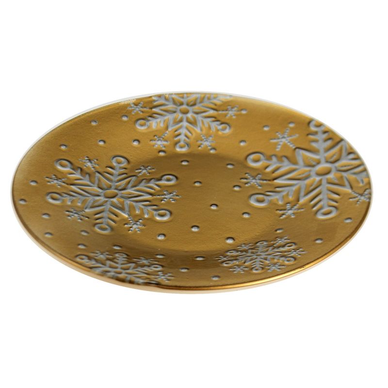 Tabletop 12.0" Gold Snowflake Platter Fusion Christmas Gold Crest Distributing  -  Serving Platters