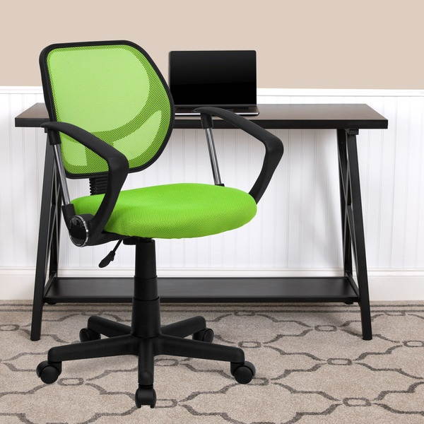 Mid-Back Green Mesh Swivel Task Chair with Arms