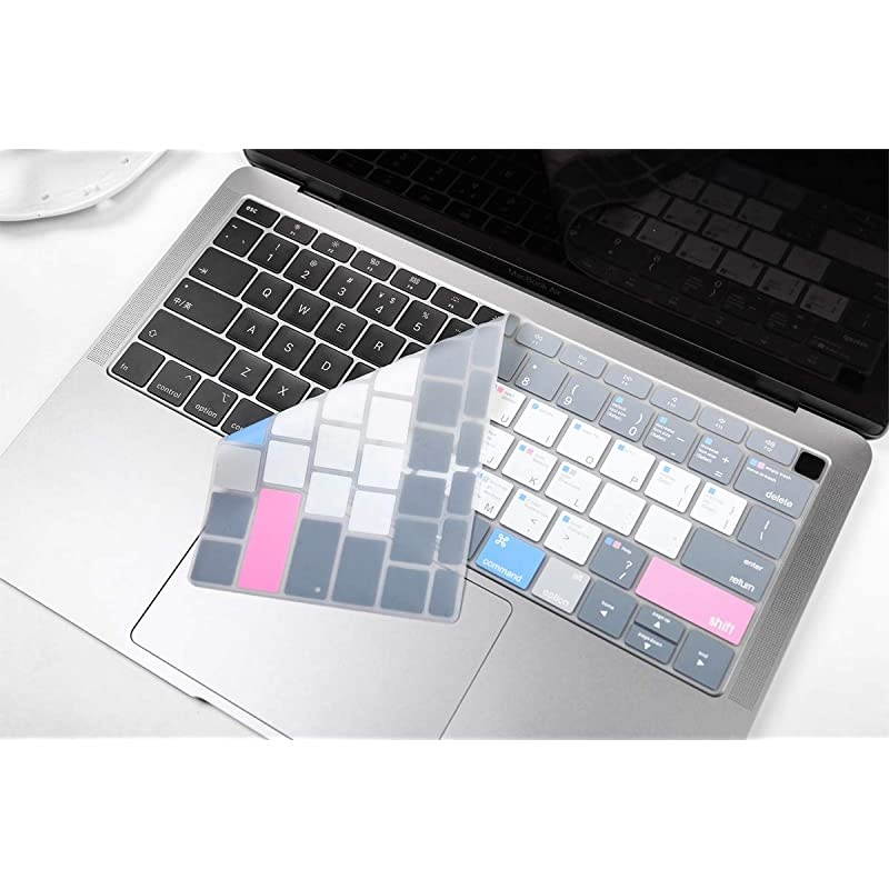 Premium Shortcut Keyboard Cover Skin with MAC OS Hot Keys for MacBook Air 13 Inch 2019 2018 Release A1932 with Retina Display SoftTouch Mac OS X Keyboard Protective Skin