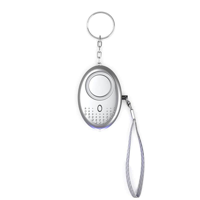 Safe Sound Personal Alarm Siren 130dB Personal Security Keychain Alarm wLED Light Emergency Self Defense Safety Alarm Keychain for Women Kids Elderly Safety Whistle Siren Silver