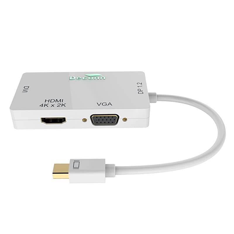 Gold Plated Mini Displayport Thunderbolt Port Compatible to Hdmidvivga 3in1 Adapter for Apple MacBook Air Pro Hdmi Port Supporting 4kx2k Resolution White