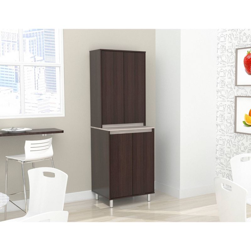 4 Door Breakroom Cabinet Espresso/Amber Gray - Inval