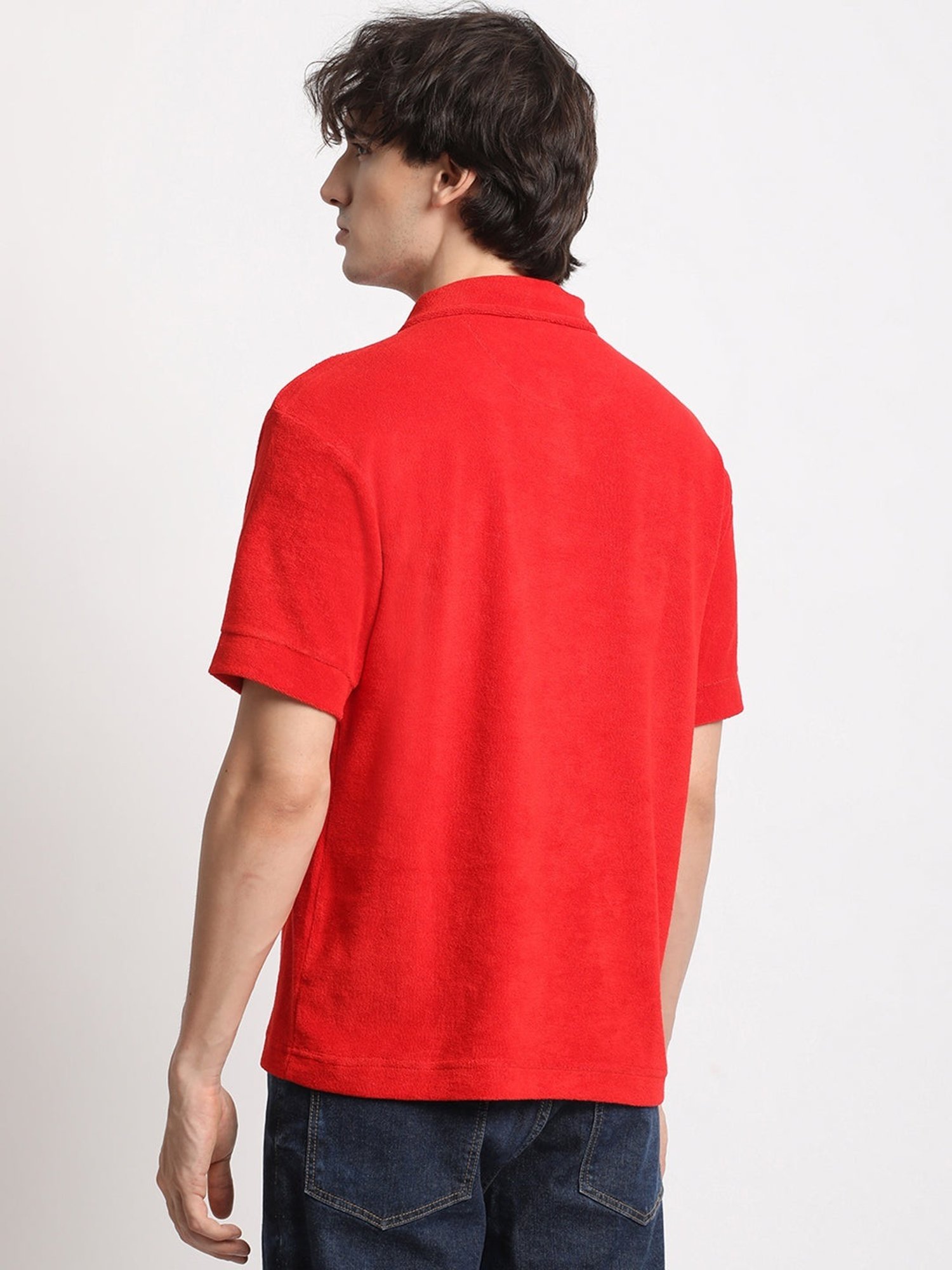 The Bear House Red Relaxed Fit Polo T-Shirt