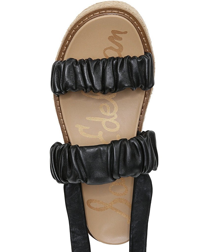 Sam Edelman Kerin Ruched Leather Espadrille Platform Sandals