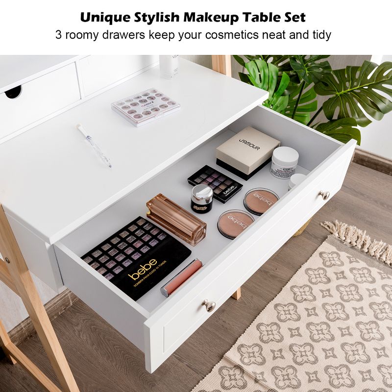 Costway Makeup Vanity Table Dressing table Cushioned Stool Set