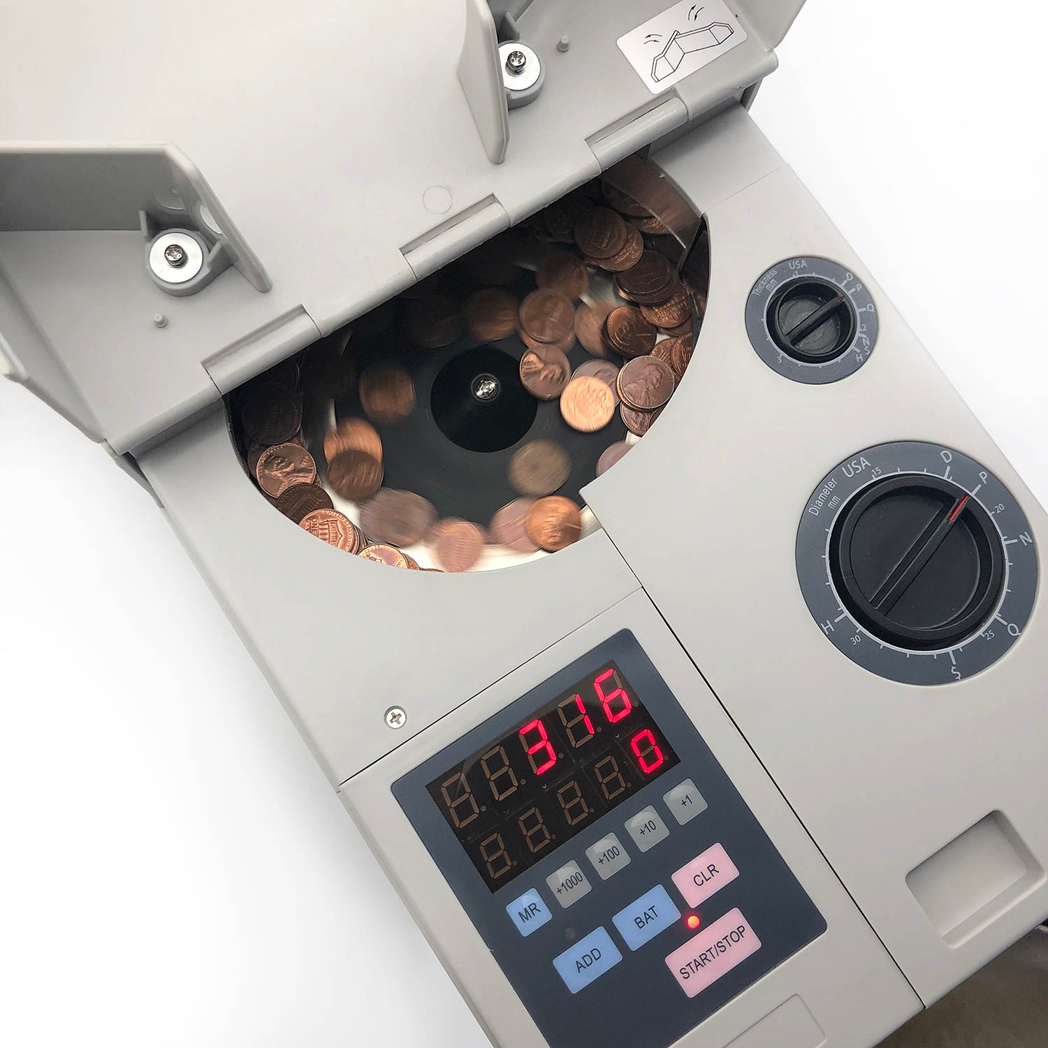 Ribao CS-10S High Speed Portable Coin Counter and Sorter, 1800 Coins per Minute Counting Speed, 2000 Coins Hopper Capacity, Suitable for International Coins and Tokens