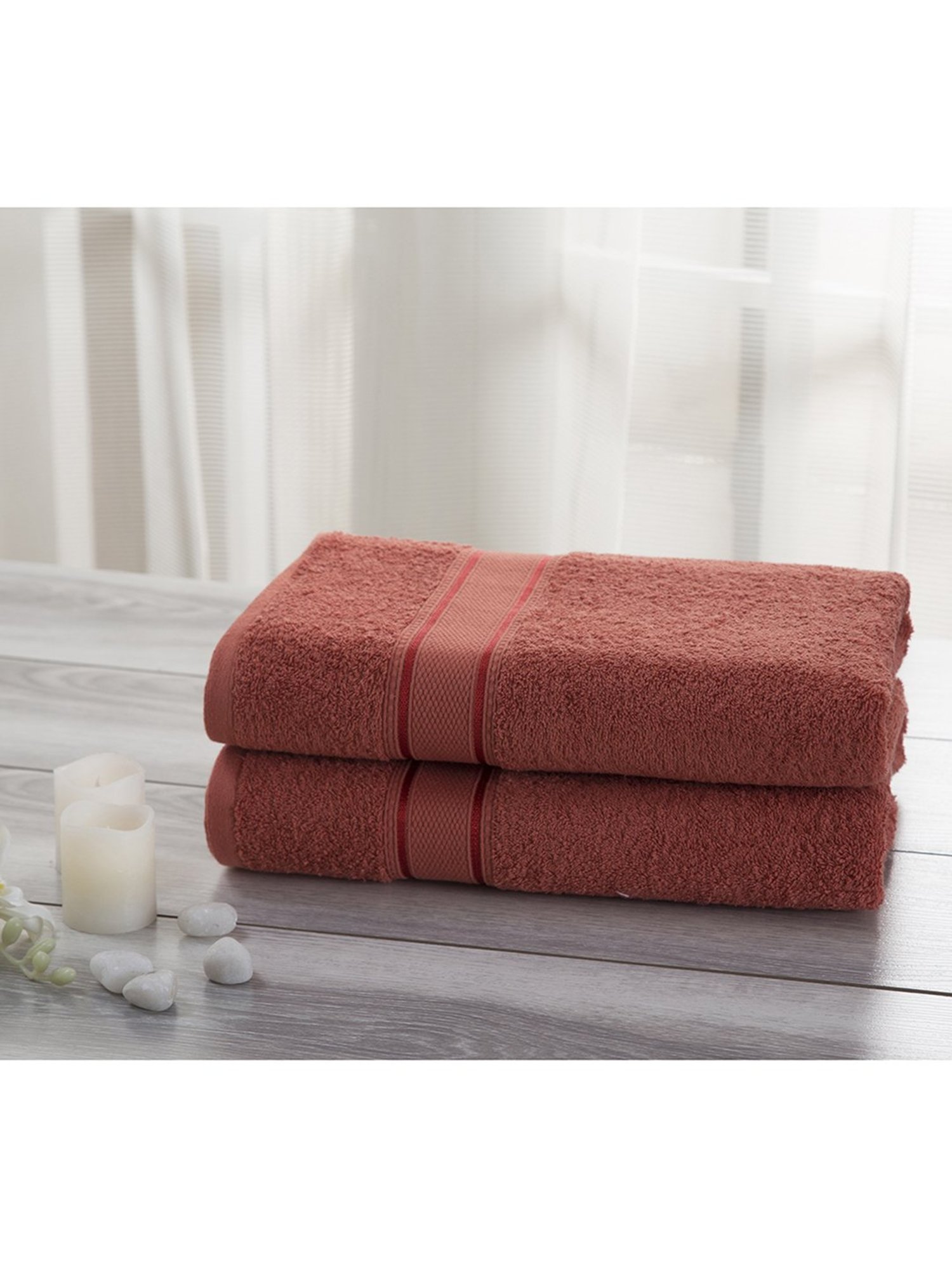 Inhouse Eddie Peach Solid 450GSM Cotton Medium Towel Set by maspar