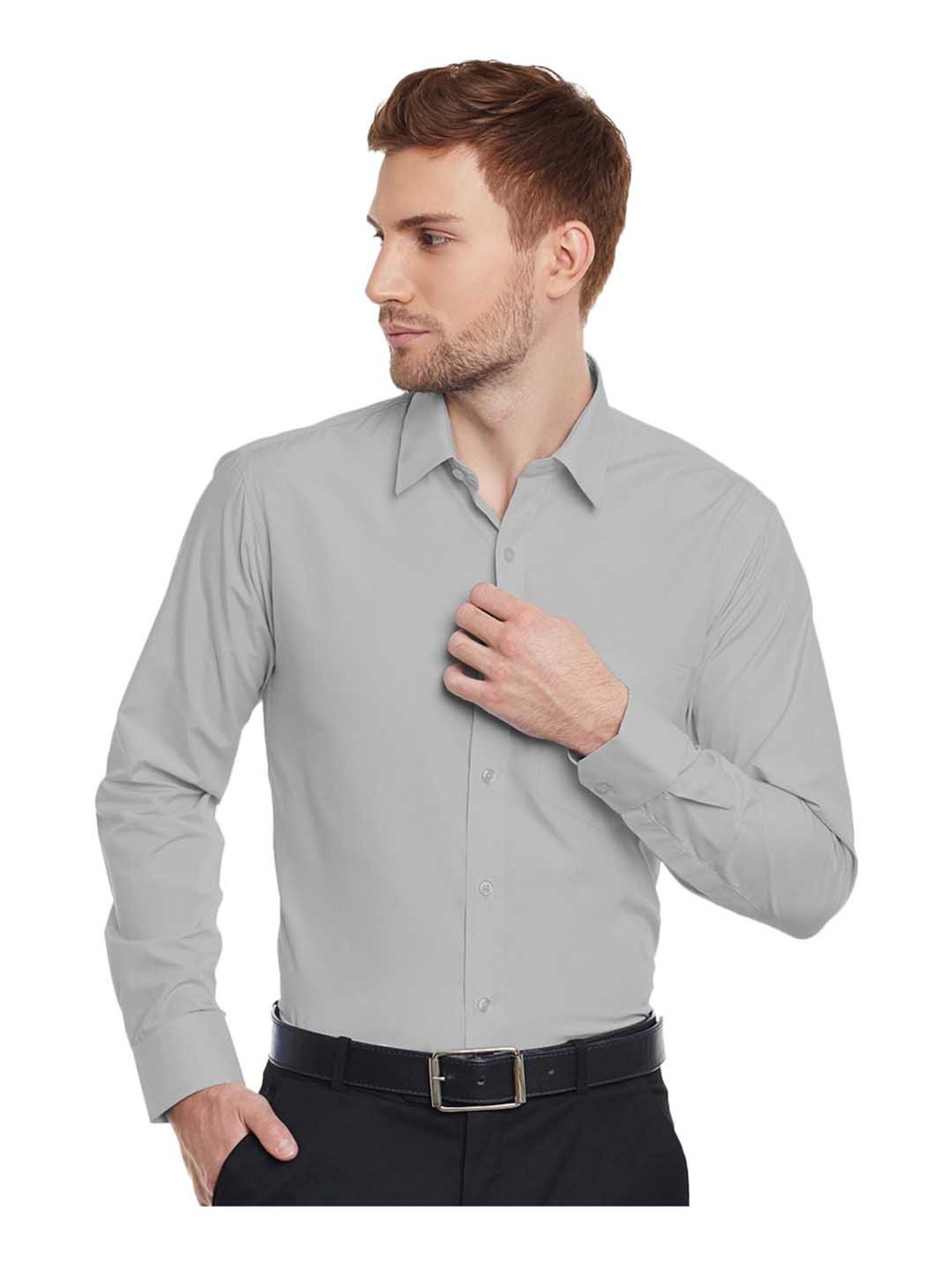 English Navy Grey Full Sleeves Shirt