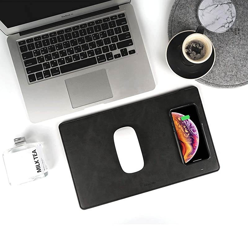 PAD Qi Wireless Fast Charging Mouse Pad Mat for iPhone 11 X iPhone 8 Galaxy S9 S10 S20 Plus Samsung Note 8 9 10 Brown