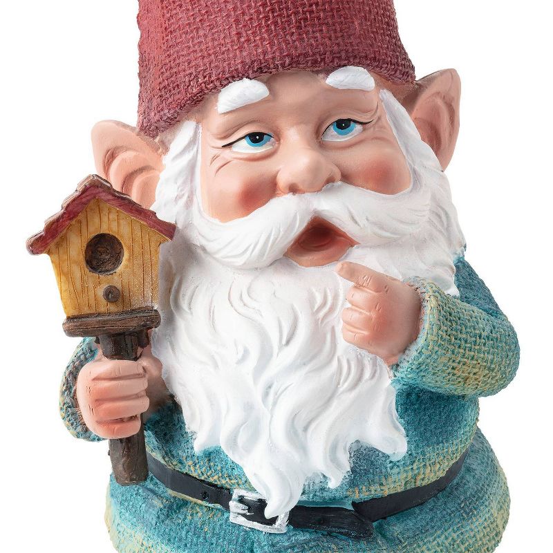 15" Polyresin Gnome Holding A Birdhouse Statue - Alpine Corporation
