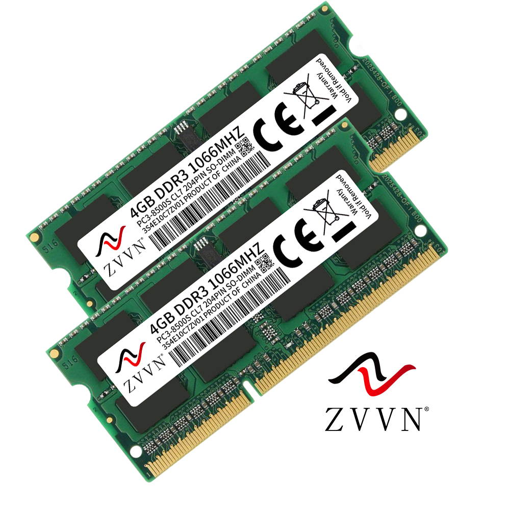 ZVVN 8GB Kit (2x 4GB) 204-Pin DDR3 SO-DIMM DDR3 1066 (PC3 8500) Laptop Notebook Memory Model 3S4E10C7ZV02