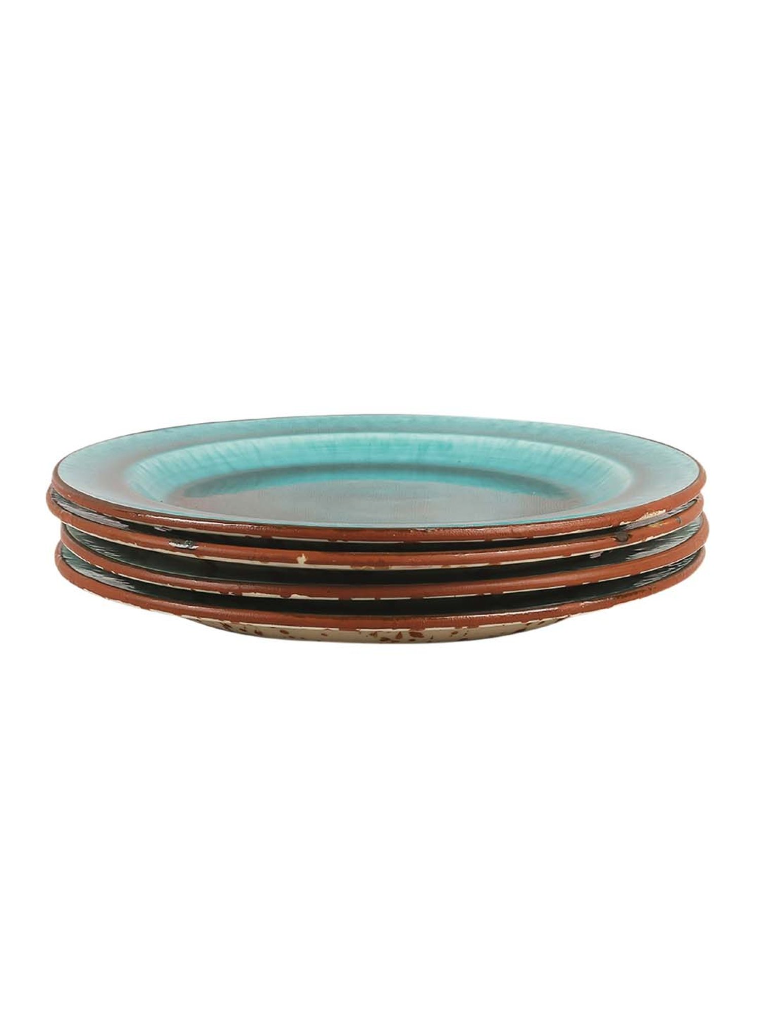 VarEesha Color Tones Green Ceramic Dinner Plates - Set of 4